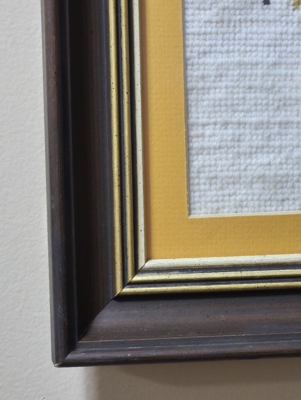 VINTAGE Horse Embroidery Needlepoint Framed Wall Art - Picture 9 of 15